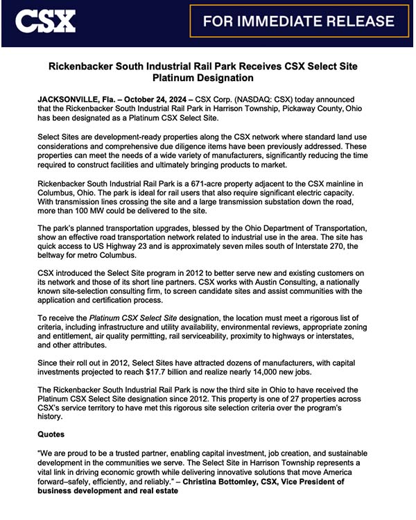 Rickenbacker South Industrial Rail Park