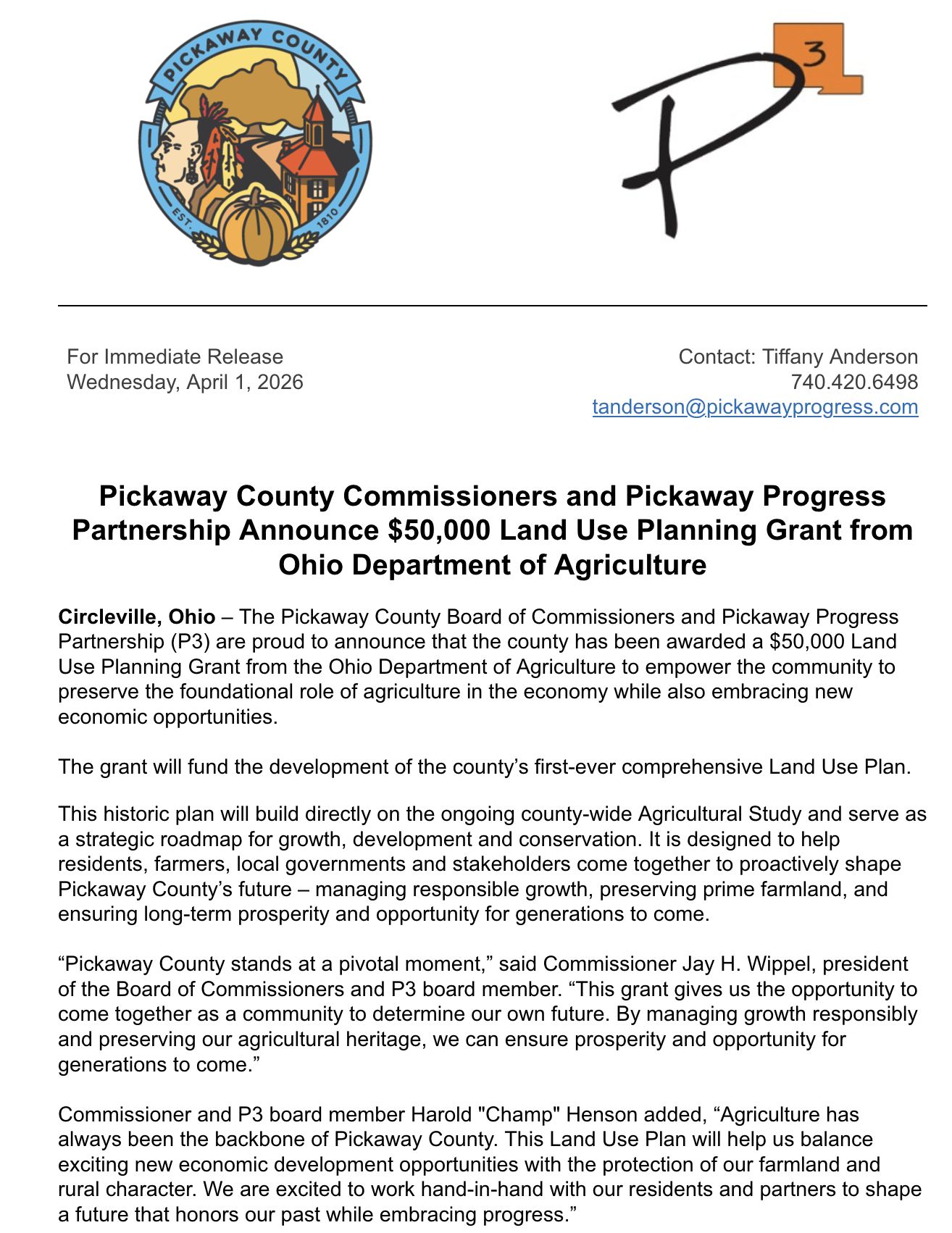 Planning Grant press